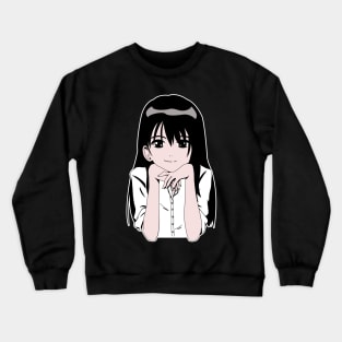 Funny Manga Cute Eyes Happy Smile School Girl Senpai Meme Crewneck Sweatshirt